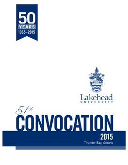 2015 Thunder Bay Convocation Program