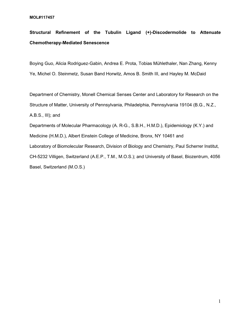 (+)-Discodermolide to Attenuate Chemotherapy-Mediated Senescence