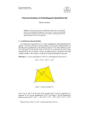 Characterizations of Orthodiagonal Quadrilaterals