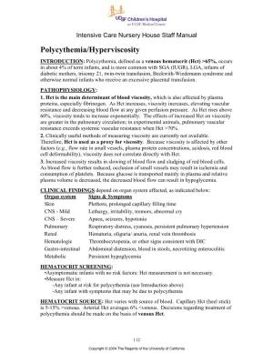 Polycythemia/Hyperviscosity