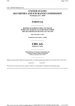 UBS AG (Registrant’S Name)
