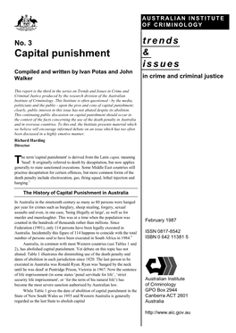 Capital Punishment & I S S U E S Compiled and Written by Ivan Potas and John Walker in Crime and Criminal Justice