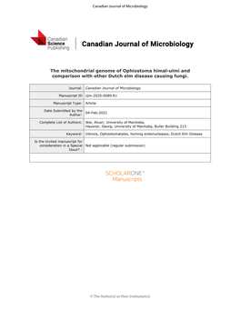 The Mitochondrial Genome of Ophiostoma Himal-Ulmi and Comparison with Other Dutch Elm Disease Causing Fungi