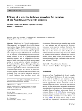 Efficacy of a Selective Isolation Procedure for Members of The