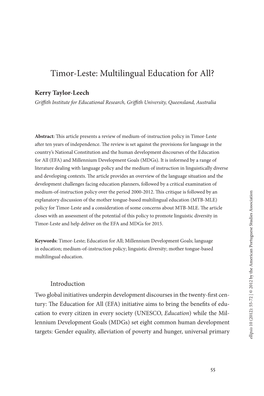 Timor-Leste: Multilingual Education for All?