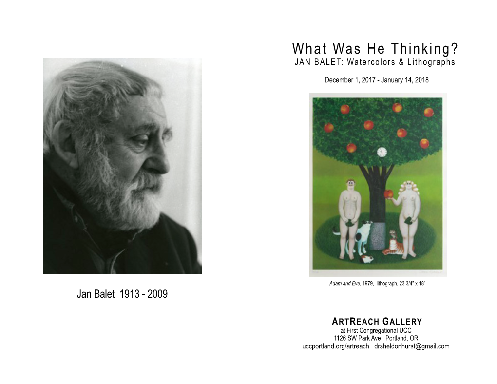 What Was He Thinking? JAN BALET: Watercolors & Lithographs