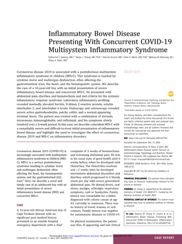Inflammatory Bowel Disease Presenting with Concurrent COVID-19 Multisystem Inflammatory Syndrome Katherine F