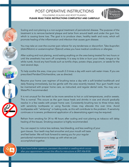 Post Op Scaling and Root Planing Instructions