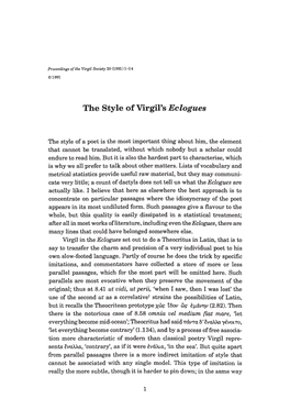 The Style of Virgil's Eclogues