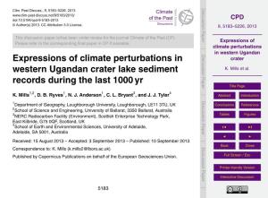 Expressions of Climate Perturbations in Western Ugandan Crater Table 3