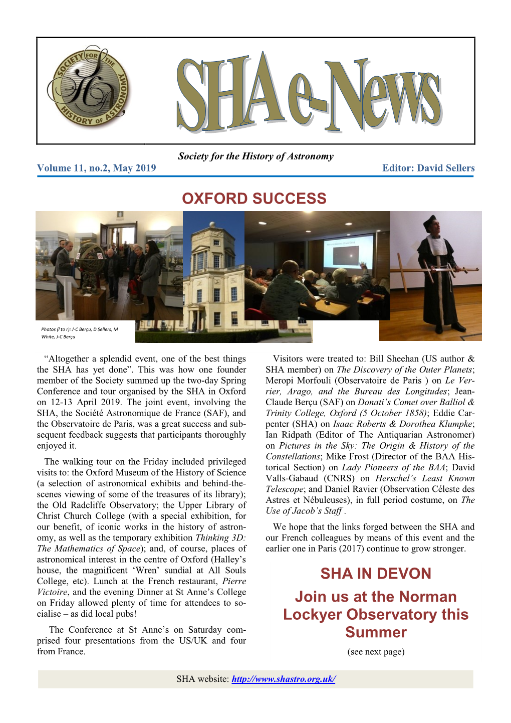 SHA in DEVON Join Us at the Norman Lockyer Observatory This Summer OXFORD SUCCESS