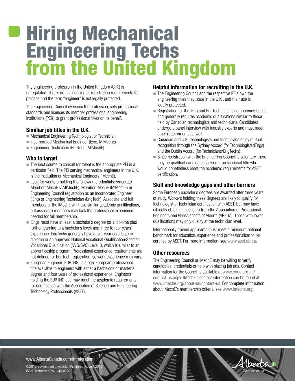 Hiring Mechanical Engineering Techs from the United Kingdom the Engineering Profession in the United Kingdom (U.K.) Is Helpful Information for Recruiting in the U.K