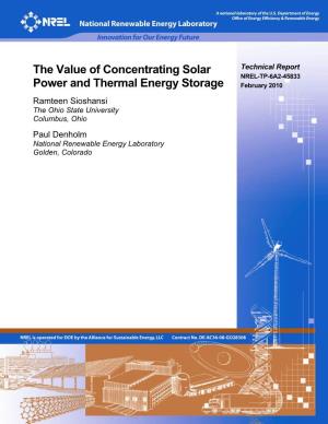 Value of Concentrating Solar Power and Thermal Energy Storage