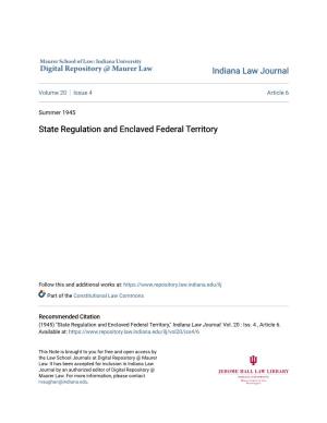 State Regulation and Enclaved Federal Territory