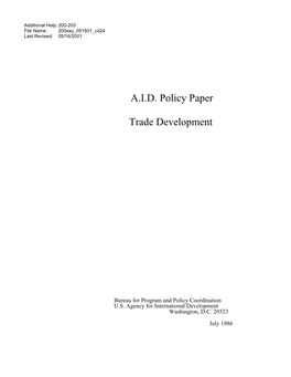 A.I.D. Policy Paper Trade Development