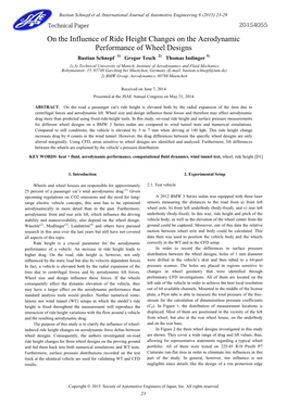 On the Influence of Ride Height Changes on the Aerodynamic