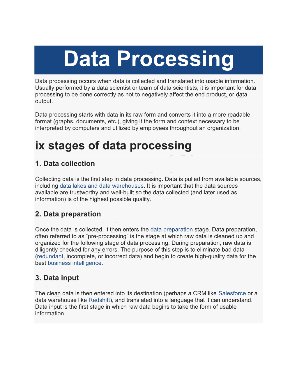 Data Processing