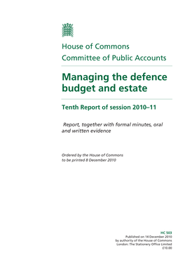 Managing the Defence Budget and Estate
