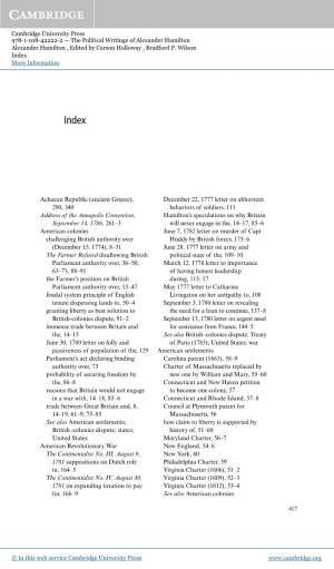 Cambridge University Press 978-1-108-42222-2 — the Political Writings of Alexander Hamilton Alexander Hamilton , Edited by Carson Holloway , Bradford P