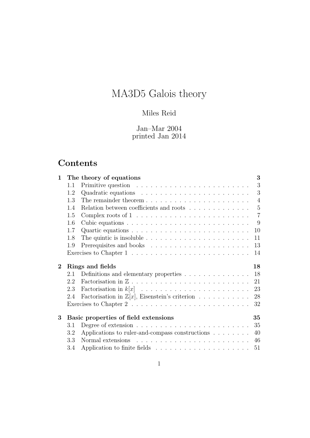 MA3D5 Galois Theory