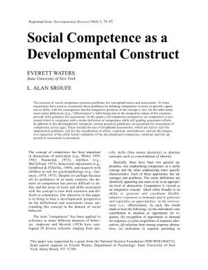 Social Competence As a Developmental Construct