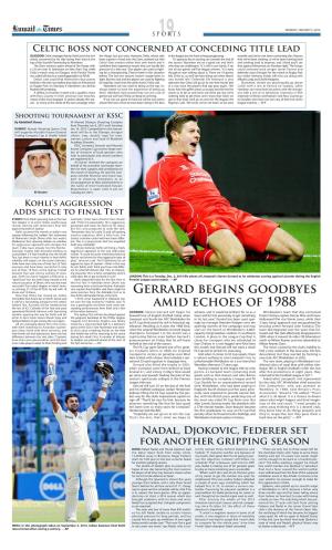 Gerrard Begins Goodbyes Amid Echoes of 1988