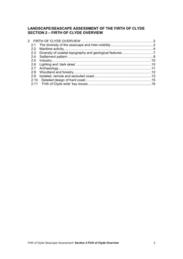 Landscape/Seascape Assessment of the Firth of Clyde Section 2 – Firth of Clyde Overview