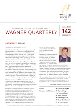 Wagner Quarterly 142, September 2016