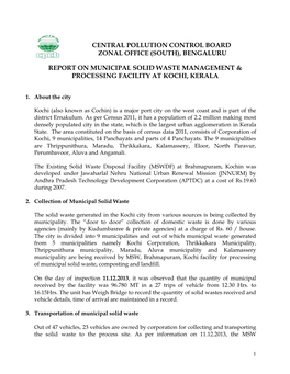 (South), Bengaluru Report on Municipal Solid Waste