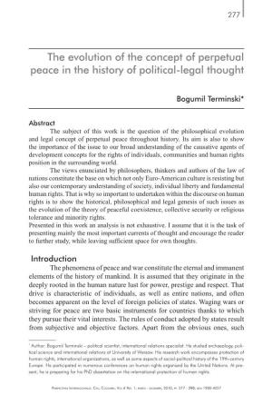 The Evolution of the Concept of Perpetual Peace in the History of Political-Legal Thought