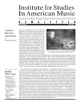 Institute for Studies in American Music Conservatory of Music, Brooklyn College of the City University of New York NEWSLETTER Volume XXXIV, No
