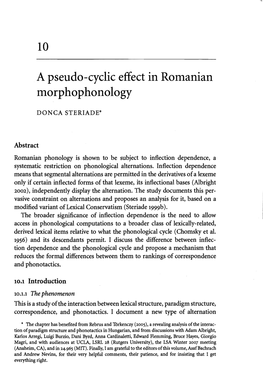 A Pseudo-Cyclic Effect in Romanian Morphophonology