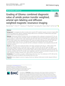Grading of Glioma: Combined Diagnostic Value of Amide Proton