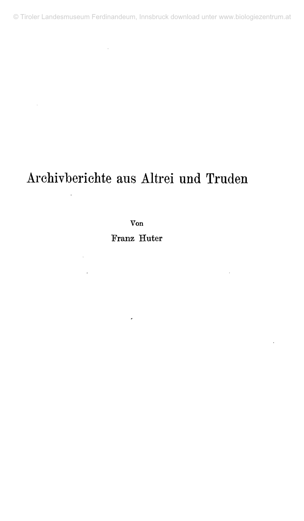 Archivberichte Aus Altrei Und Truden