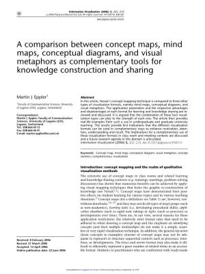A Comparison Between Concept Maps, Mind Maps, Conceptual Diagrams, and Visual Metaphors As Complementary Tools for Knowledge Construction and Sharing