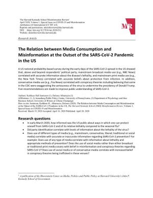 The Relation Between Media Consumption and Misinformation at the Outset of the SARS-Cov-2 Pandemic in the US