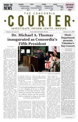 Dr. Michael A. Thomas Inaugurated As Concordia's Fifth President