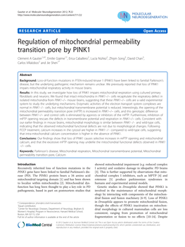 Regulation of Mitochondrial Permeability Transition Pore by PINK1