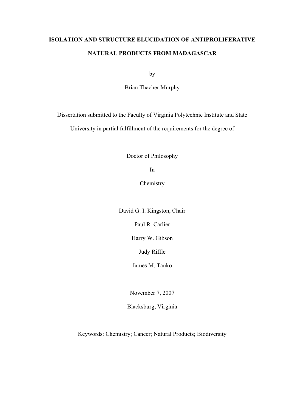 Isolation and Structure Elucidation of Antiproliferative