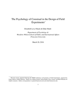 The Psychology of Construal in the Design of Field Experiments∗