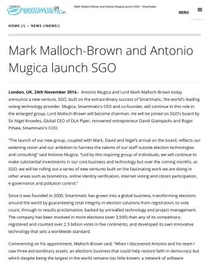 Mark Malloch-Brown and Antonio Mugica Launch SGO - Smartmatic  (/) MENU