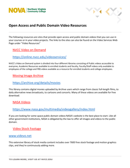 Open Access and Public Domain Video Resources