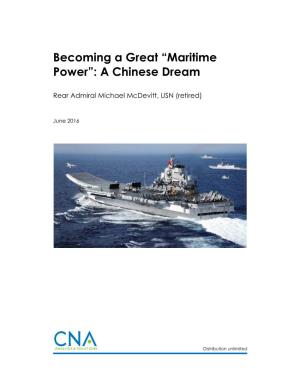 Becoming a Great “Maritime Power”: a Chinese Dream