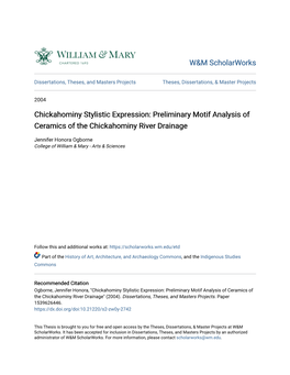 Preliminary Motif Analysis of Ceramics of the Chickahominy River Drainage