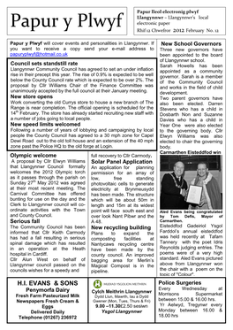 Papur Y Plwyf Electronic Paper Rhif 12 Chwefror 2012 February No