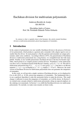 Euclidean Division for Multivariate Polynomials