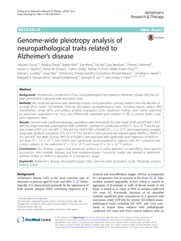 Genome-Wide Pleiotropy Analysis of Neuropathological Traits Related To