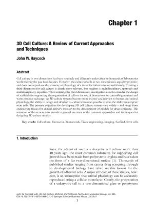 3D Cell Culture: a Review of Current Approaches and Techniques