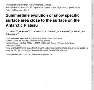 Summertime Evolution of Snow Specific Surface Area Close to The