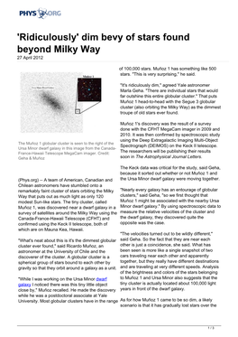 'Ridiculously' Dim Bevy of Stars Found Beyond Milky Way 27 April 2012